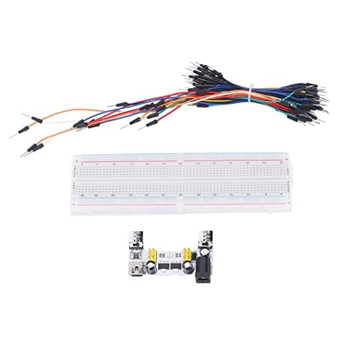 EMUKOEP Breadboard Kit Electric 830 Beginner Tie Points with Starter Cables for Power Supply 12V White