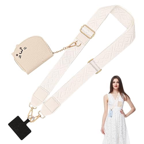 BSITSSS Fashion Phone Strap with Zippered Pouch, MobilePhoneLanyard Accessories, Phone Lanyard Pouch, Multifunctional Cross Body Wallet with Clip, Anti Theft PhoneStrap for Women