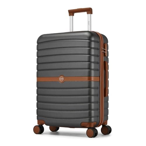 Kono Medium Hard Shell Suitcase, Lightweight ABS+PC Checked Luggage,Grey