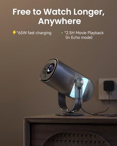 Dangbei Freedo Portable Projector 1080P, Google TV with Licensed Netflix mini Projector Support Powerbank for Outdoor Camping with Stand, Travel Box, 450 ISO Lumens, Dolby Audio, Wifi, Bluetooth — view 3