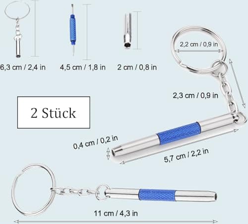 BOBOZHONG 2 Pack Mini Glasses Screws Repair Kit – 3-in-1 Eyeglass Screwdriver Set with Keychain, Multifunction Tightening Tool for Sunglasses, Watches, Jewelry & Electronics (Blue) — view 2
