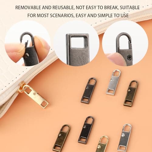DIVINA VITAE 8PCS Zip Pull, 4 Colors Replacement Zipper Pull Repair Kit Universal Zipper Fixer Repair Accs for Luggage Clothing Suitcase Purses Zipper — view 2