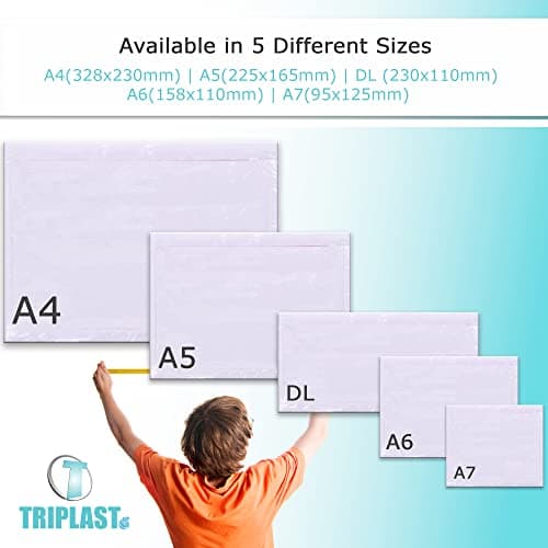 Triplast 1000 x A4 Plain Document Enclosed Wallet (328 x 230 mm) | Peel & Seal Clear Plastic Envelopes/Sleeves/Pockets/Wallets | Attach Invoices, Packing Lists & Delivery Notes to Parcels — view 4