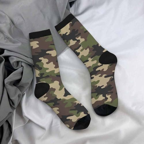 Muntayson Camouflage Texture Athletic Cushioned Crew Socks Cushioned Crew Socks with Arch Compression Secure Fit Women Men — view 3