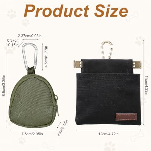 HJZHII 2 Pcs Dog Treat Pouch, Portable Pet Walking Treat Bag with Carabiner — view 2
