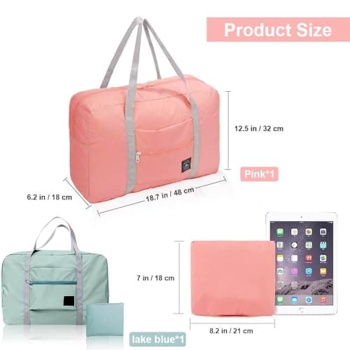 2pcs Foldable Travel Bag, Small Holdall Bags for Women, Carry on Duffel Bag — view 2