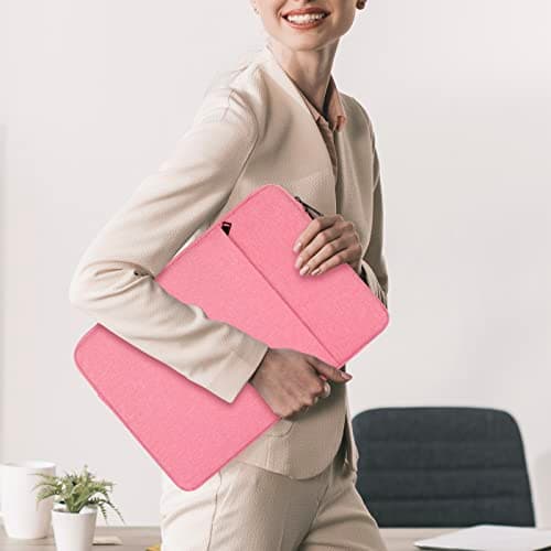 Chelory 17.3 17.5 Inch Laptop Sleeve Compatible for 17.3 17.5" HP Dell Lenovo Asus Acer Notebook Ultrabook Chromebook, Computer Shockproof Protective Cover Bag Carrying Case Handbag with Pocket, Pink — view 5
