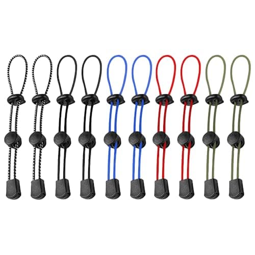 YFTRFR 10 Pcs Bungee Cord, Adjustable Elastic Lanyard with Fixing Buckle Non-Slip Weatherproof for Outdoor Trekking Pole, Backpacks Attachments, Hiking, Camping, Mountaineering(5 Color)