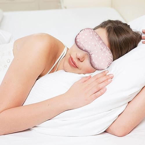 Silk Sleep Mask, Silk Eye Mask with Adjustable Strap for Sleeping Christmas Soft Eye Cover Star Eyeshade Blindfold for Night, Travel, Nap, Meditation Y7XXYZ (Pink) — view 4