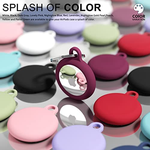 Oakxco for Airtag Keychain Silicone, Airtag Holder with Key Ring, Air Tag Cover Cute Accessories for Kids, Luggage, Car Dog Collar, Car, Compatible with Apple Airtag Case Waterproof, Burgundy Wine — view 3