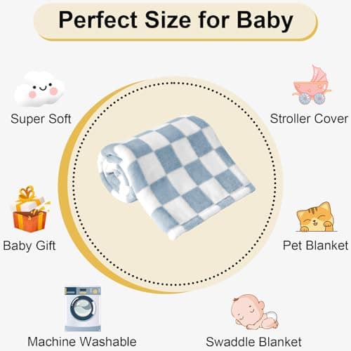 Xaztr 4 Pack Soft Baby Blankets for Newborn, 76 x 102 cm Fleece Baby Bed Blanket Swaddle Blanket for Boys Girls Toddlers Receiving Gifts, Blue Khaki Green Black — view 6