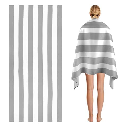 Hittriu Large Microfibre Beach Towel for Adults, 170 × 90 cm, Quick Dry, Sand Free, Lightweight Compact Travel Towel for Summer Beach, Pool, Holiday, Gym & Swimming (Grey)