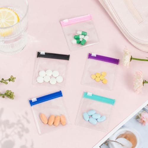 Pill Pouch Bags for Travel – Multi Colour EVA Reusable Medicine Organiser Pouches with Slide Lock and Waterproof Label Stickers for Tablets, Vitamins and Small Storage Items — view 4