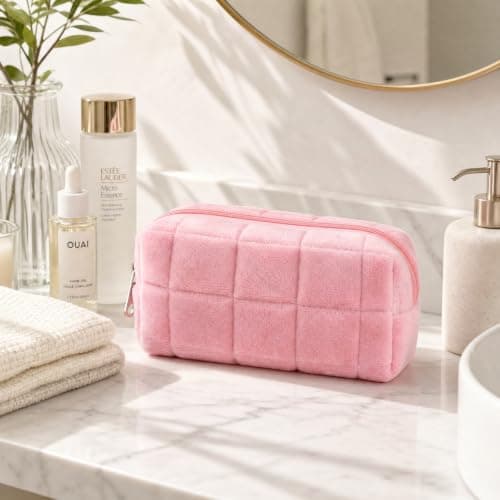 Merzio 2PCS Makeup Bag for Women, Travel Cosmetic Bag with Wide-Open Design Portable Toiletry Bag Skincare Organizer Pouch, Cute Multifunctional Washbag for School Outing Travel Accessories (Pink) — view 3