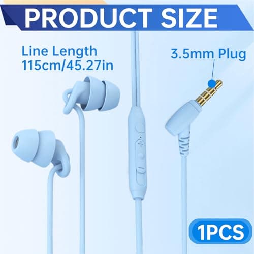 Sleep Earbuds, Soft Lightweight Wired Noise Cancelling Small Canal — view 2