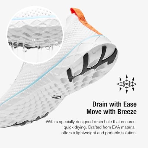 KOLILI Women's Stylish Water Shoes, Tennis Walking Shoes with Arch Support, Best for Water Sports, Travel & Walk, White/Aqua, 7 UK — view 3