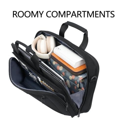 VANKEAN Laptop Briefcase Premium Laptop Case Fits Up to 15.6 Inch Business Shoulder Bag Laptop Expandable Water-Repellent Messenger Bag for Men/Women Computer Bag for Travel/Business/Black — view 6