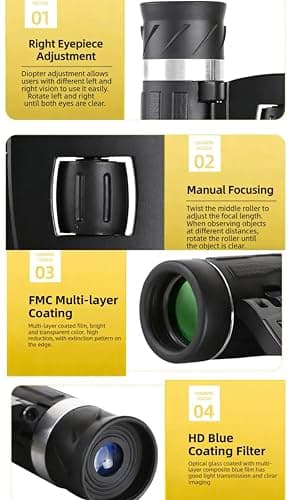 200x25 Compact Binoculars for Adults & Kids, High Powered Mini Pocket Binocular, Small Portable Lightweight Binoculars for Travel, Camping, Bird Watching, Concert, Sport Games — view 3
