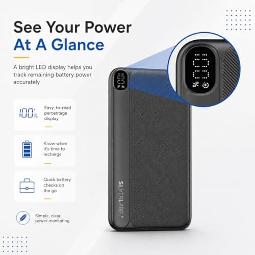 SilverLabel 20,000mAh Power Bank - Black Universal Portable Power Bank with USB Output for Emergency Charging of Phones and Other Devices — view 4