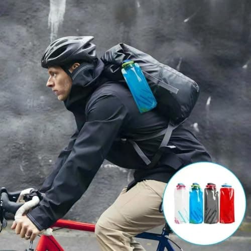 YIFKJYLF Foldable Water Bottle, 4 Pcs 700ml Foldable Leakproof Flat Water Bottle, Colorful Waters Pouch, Reusable Travel Festival Cycling Waters Bottles for Outdoor Sports — view 4