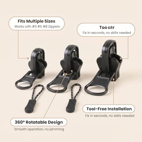 12 Pcs Universal Zipper Repair Kit, Instant Jacket Slider Replacement, Heavy Duty Coat Pulls, Luggage Backpack Fix Tool, Outdoor Gear Fastener — view 6