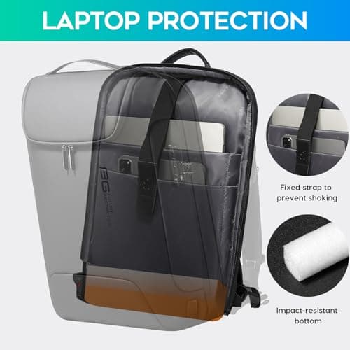 BG Men's Anti-Theft Backpack,Waterproof Fashion Travel Backpacks,High Tech Backpack with USB 3.0 Charging Port,Business Laptop Backpack Fits 17.3 Inch Notebook — view 5