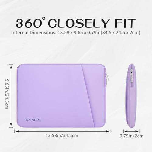 RAINYEAR 14 Inch Laptop Sleeve Padded Case with Front Pocket, Purple — view 5