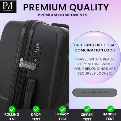 Medium Suitcase Unbreakable Hard Shell on 4 Dual Spinner Wheels Super Lightweight Hold Check in with Built-in TSA Lock | Green — view 4