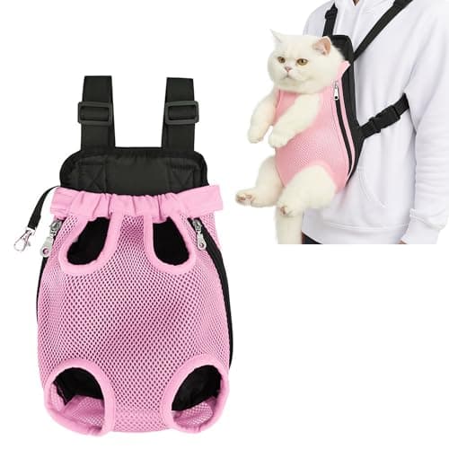 Breathable Pet Carrier Backpack, Legs-Out Dog & Cat Travel Bag, Pink, M