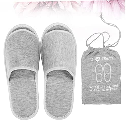 Healvian Portable Travel Slippers Lightweight Foldable Open Toe Sandals with Soft Knitted Upper Waterproof Sole for Home Hotel Use with Drawstring Bag — view 4