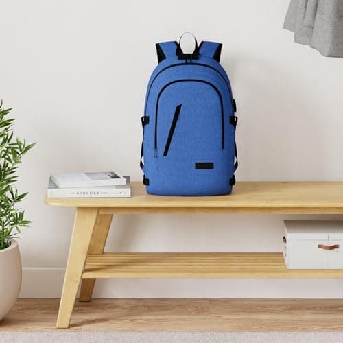 WENIG Anti-Theft Laptop Backpack,15.6Inch Business Travel Backpack Bag with Lock with USB Charging, Water Resistant College School Computer Rucksack Work Backpack Gift for Mens Womens Blue — view 2