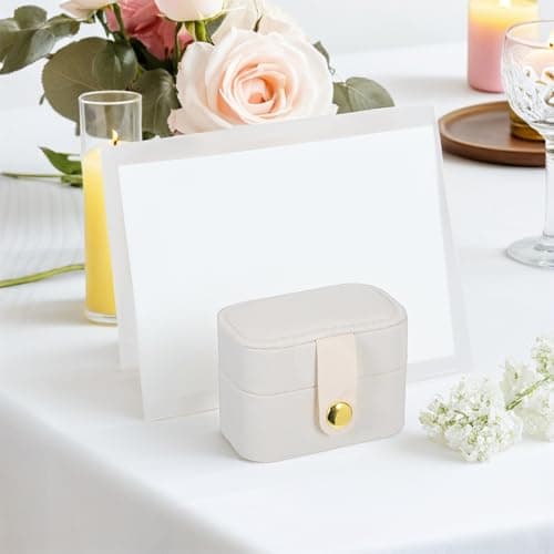 Veemoon 2pcs Mini Ring Box Proposal Box Engagement Ring Case White Pu Fleece Multi-slot Safe Storage Scratch Resistance for Wedding Bands, Necklaces, Brides, Proposal and Anniversaries — view 6