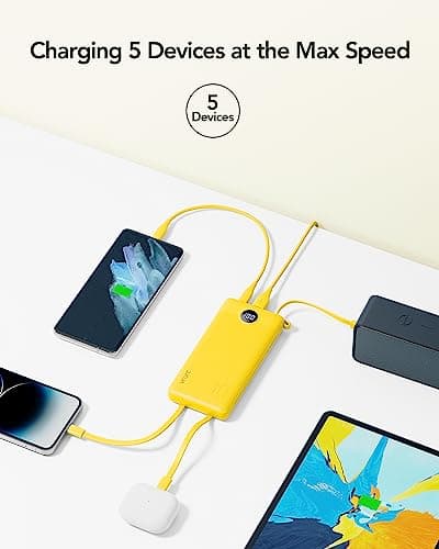 VRURC 10000mAh Power Bank With Built-in 4 Cables, Slim Portable Charger — view 3