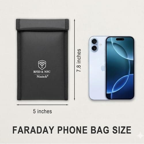 Ninitch Faraday Bags for Phone Privacy & Security - Signal Blocking Pouch for GPS/WIFI/5G/RFID - Fireproof & Waterproof Anti-Drop Case for Travel & Data Protection Black — view 6