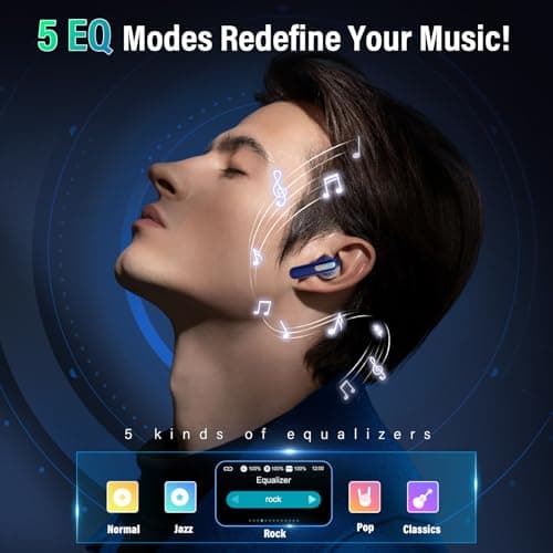 ZYHKON Wireless Earbuds, 2026 Bluetooth 5.4 Headphones In Ear with ANC/ENC Noise Cancelling Mic, HiFi Stereo Bluetooth Ear buds with Multifunctional Touchscreen, 5 EQ Modes Bluetooth Earphones, Blue — view 5