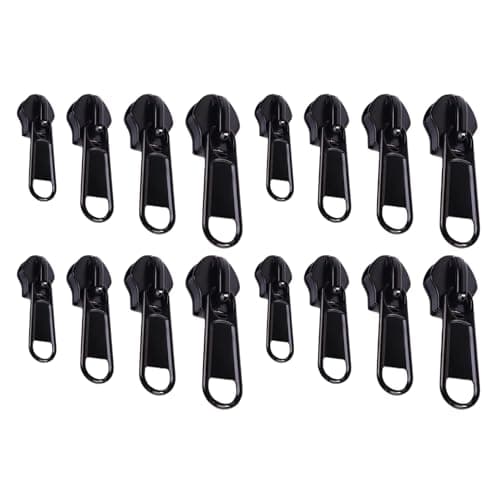 8 Pcs Zipper Repair Kit, Zip Pull Replacements in Black & Silver – 4 Sizes (#3#5#8#10) Detachable Zip Puller Set, Fix Zip on Coats Bags Luggage Backpacks​ (Black)