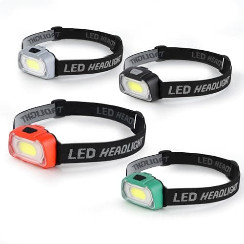 Lichamp Camping Headlamp Flashlight 4 Pack, Outdoor Battery Powered Head Lamp Gear for Running, Reading, Hiking, Walking, Climbing, Fishing, Hunting, Jogging, Headlight Multipack for Adults, Kids