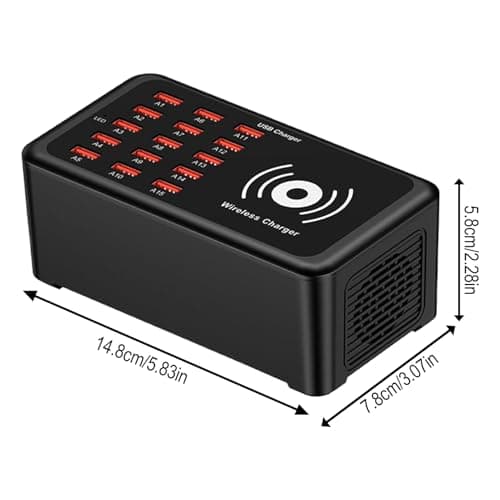 Multiport USB Charging Station – 15-Port Smart Charger Hub, 100W Supply | Wireless Dock for Phone, Laptop, Tablet, Earbuds, Home Office Desk, Compact Device Organizer, Portable Tech Accessory — view 6