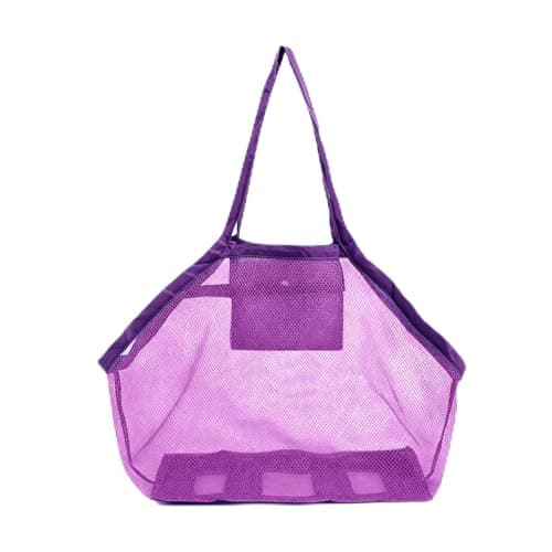 Large Mesh Beach Bag,Beach Toy Bag for Kids,Mesh Beach Bags,Foldable Toys Net Tote Bags Waterproof Lightweight for Sand Storage for Wet Towels Swim Pool Travel Essentials Accessories (40x24x38 cm)