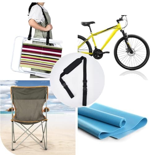 GORGECRAFT Chair Carrying Strap Adjustable Beach Chair Backpack Anti-Slip Shoulder Straps Replacement Universal for Foldable Bikes Scooter Camping Backpacking Picnics Outdoor Black 106-176cm — view 5