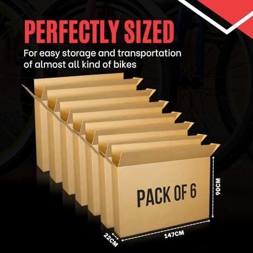 Large Double-Walled Bicycle Carboard Box | Strong Flat-Pack Packaging Box for Moving House | Artwork & Guitar Shipping Box with 2 Handles | Cardboard Bike Pack for Air Travel | Pack of 6 XXL — view 4