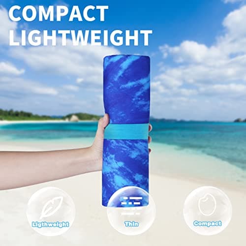 Haleey 2 Pack Microfiber Lightweight Beach Towel 180x80 Extra Large Thin Sand Free Towels Travel Swim Pool Yoga Gym Camping for Adults Beach Essentials Accessories Vacation Gift — view 2