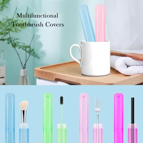 Eastrise Toothbrush Travel Case, Plastic Storage Cover Holder, 4-Pack, Multi-Colour (Pink, Blue, Green and Purple) (4 Pcs/4 Colour) — view 5