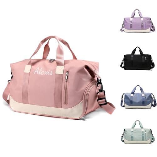 Personalized Waterproof Duffle Bag - Custom Embroidered, Pink