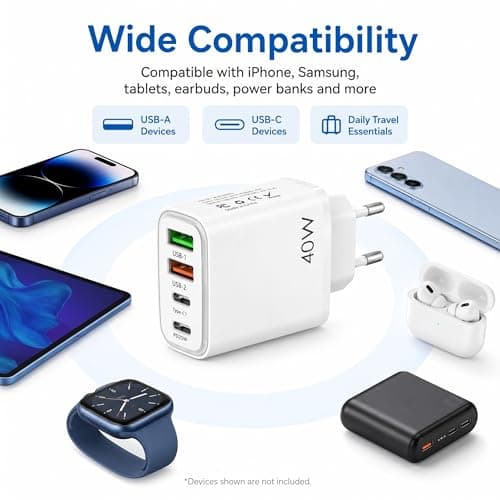 Hyleon European USB Charger, Fast Charge Travel Adapter — view 3
