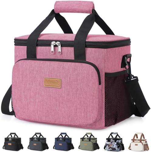 Lifewit Lunch Bag 9L 12 Can Insulated Lunch Box Soft Cooler Cooling Tote for Adult Men Women, Pink