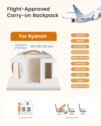 LOVEVOOK Ryanair Cabin Bag 40x30x20, Underseat Carry On Backpack — view 3