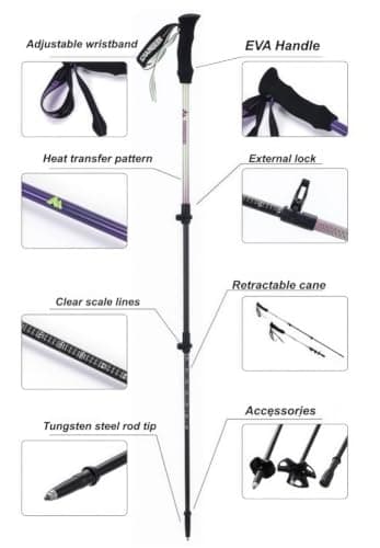 Carbon Fiber Hiking Poles,Ultralight Collapsible Trekking Sticks,120cm Compact Folding Walking Sticks,Non Slip Backpacking Travel Poles,5.47oz Lightweight Hiking Cane (beige) — view 3