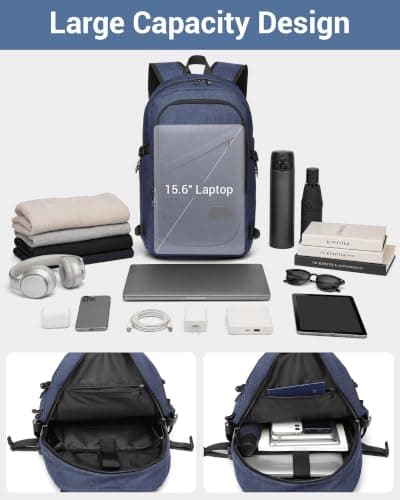 Kono Laptop Backpack School Bag Anti Theft Rucksack for Men Navy — view 3