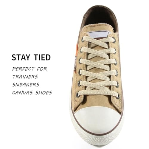VSUDO 120 cm Cream Shoe Laces for Trainers, Beige Trainer Laces, 1 Pair — view 3